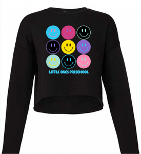 LITTLE ONES PRESCHOOL Stacked Smileys Cropped Crew