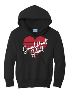 SACRED HEART Striped Heart Pullover Hoodie